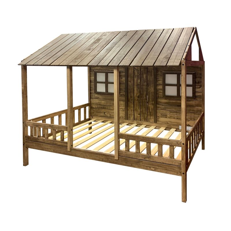 Twin Front Porch Low Loft Bed Rustic Driftwood - Donco Kids