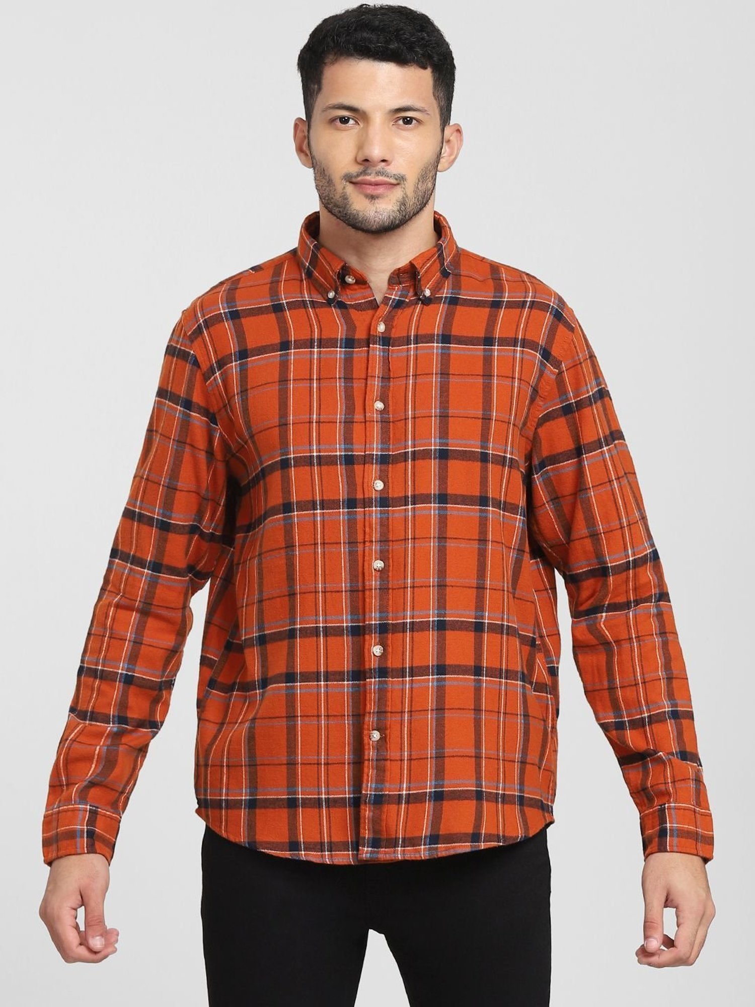 SELECTED HOMME Bombay Brown Cotton Regular Fit Checks Shirt