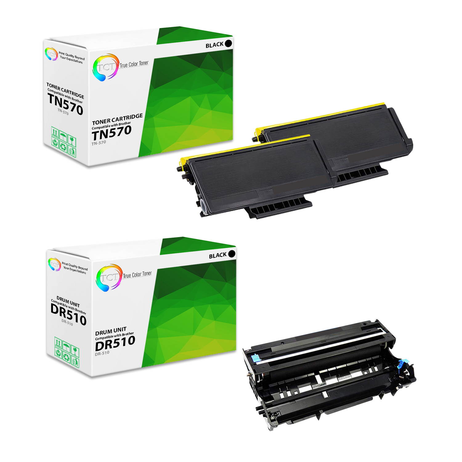 TCT Premium Compatible Toner Cartridge Replacement for Brother TN-570 TN570 Black High Yield works with Brother DCP-8040 8045 HL-5140 5150 5170 MFC-8120 8220 8440 8640 Printers (7,000 Pages) - 4 Pack