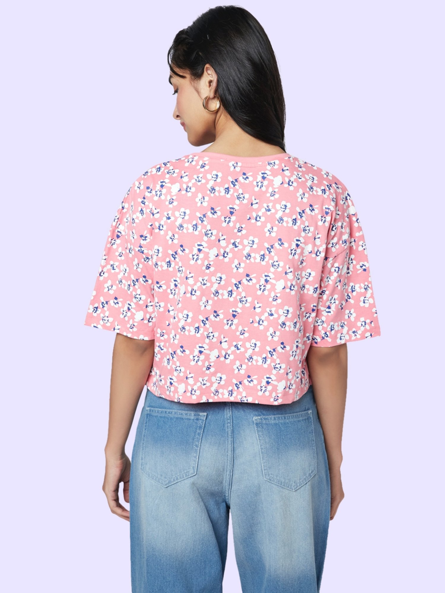YU by Pantaloons Pink Cotton Printed Top
