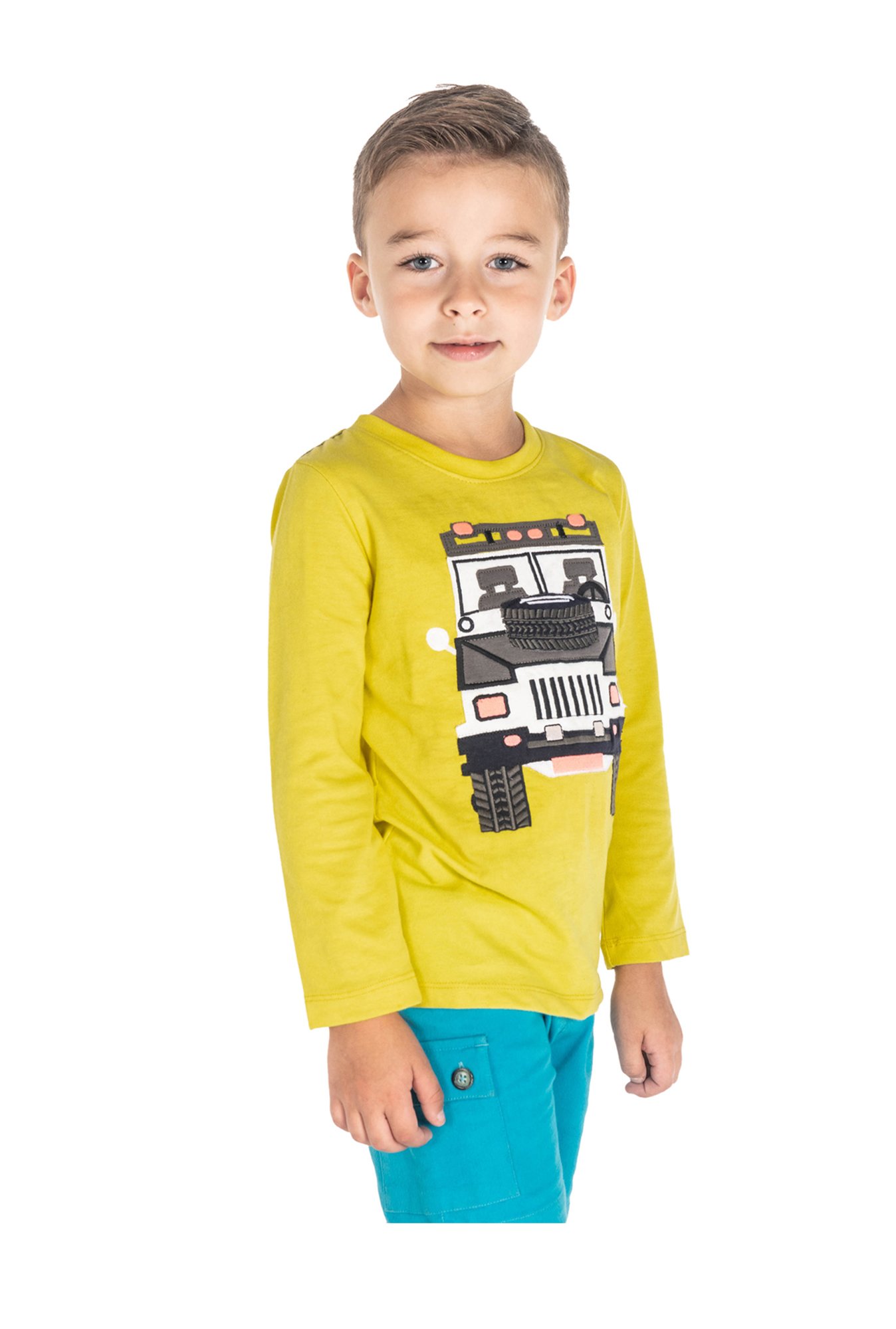 Cherry Crumble By Nitt Hyman Boys Yellow Applique T-Shirt