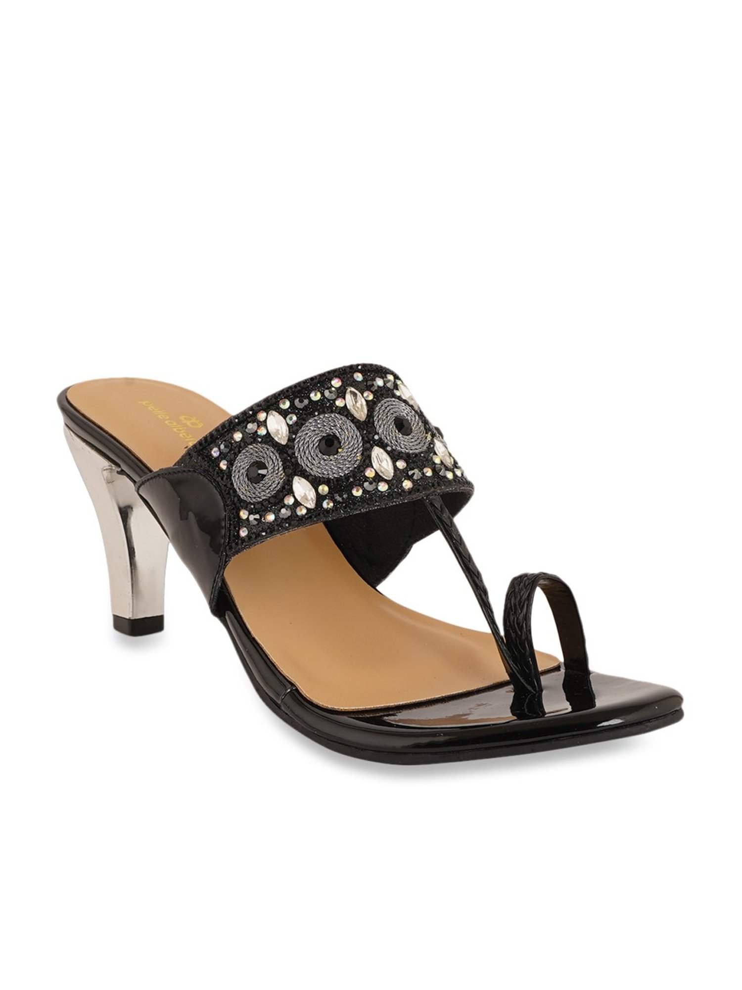 Pelle Albero Women's Black Toe Ring Stilettos