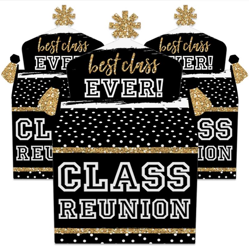 Big Dot of Happiness Adult 50th Birthday - Gold - Square Favor Gift Boxes - Birthday Party Bow Boxes - Set of 12