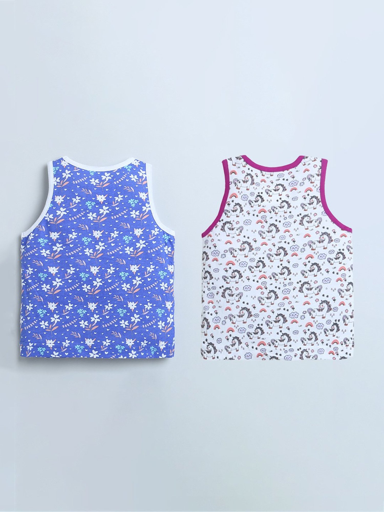 Bumzee Kids Blue & White Printed Top (Pack Of 2)