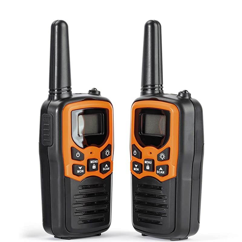 RV7 Walkie Talkies for Adults Long Range 4 Pack 2Way Radios Up to 5 Miles Range in Open Field 22 Channel FRSGMRS Walkie Talkies UHF Handheld Walky Talky BlackOrange