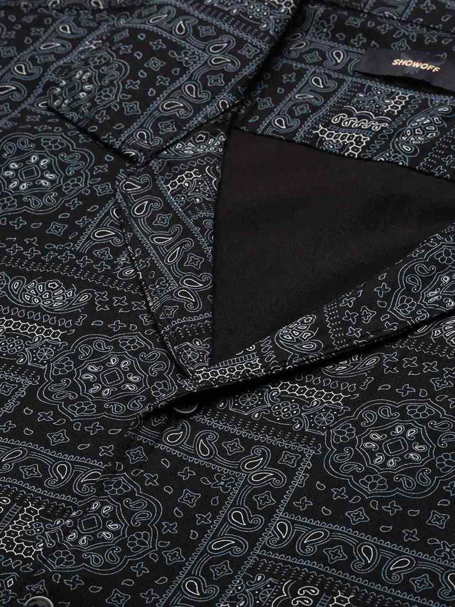 Showoff Black Cotton Regular Fit Printed Co-Ord Set