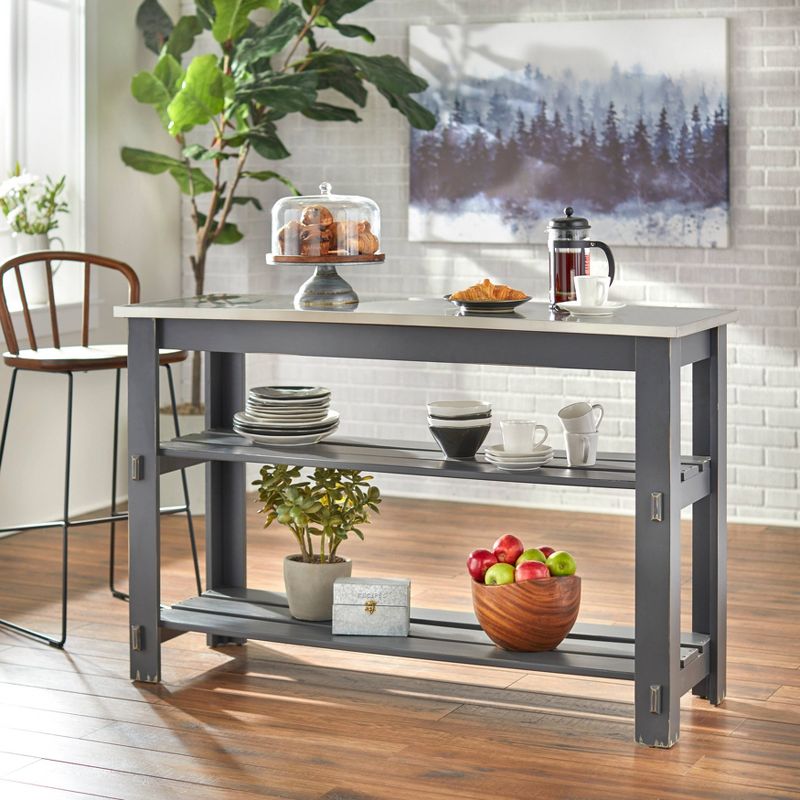 Sunrise Kitchen Island with American Maple Top White/Natural - Flora Home