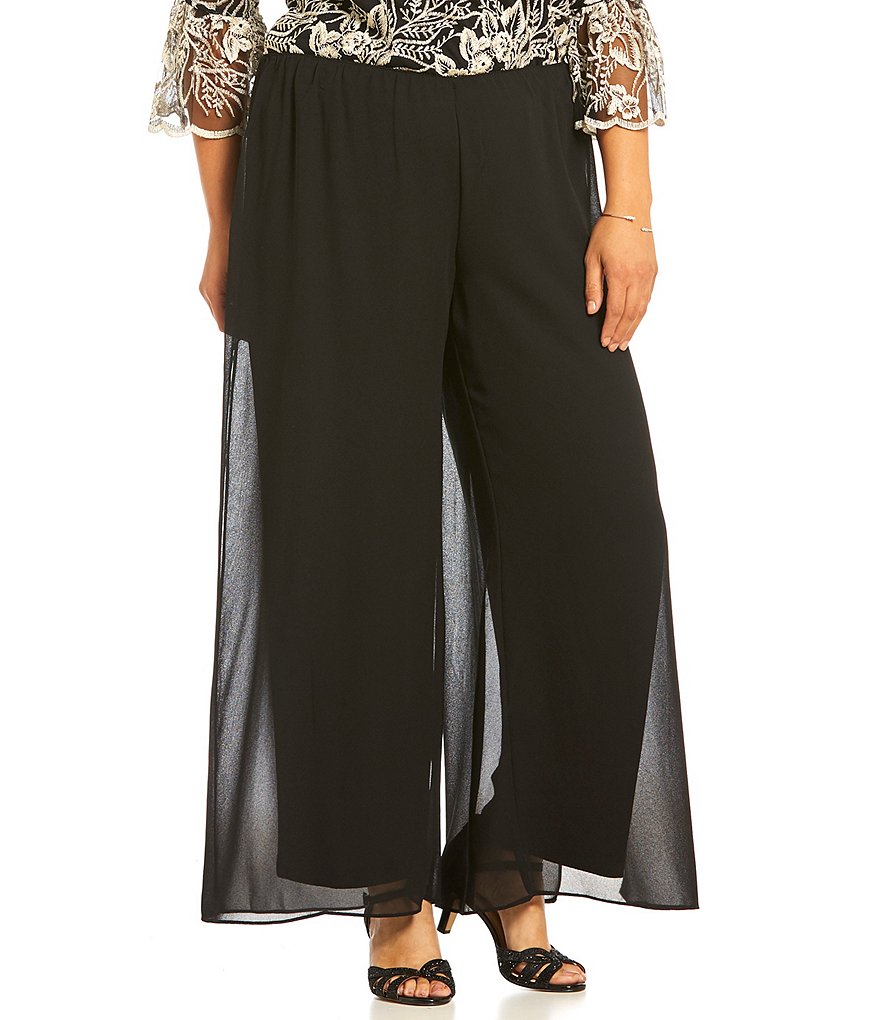 Alex Evenings Plus Size Georgette Wide Leg Pants