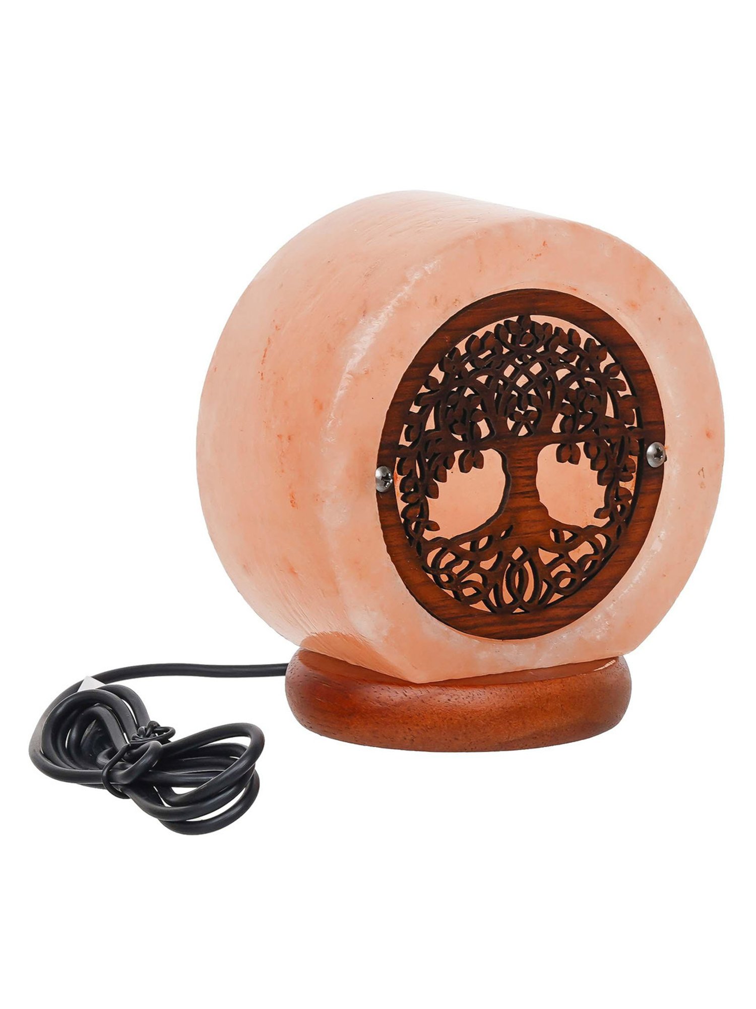eCraftIndia Tree Of Life Decorative Himalayan Salt Lamp with Wooden Base