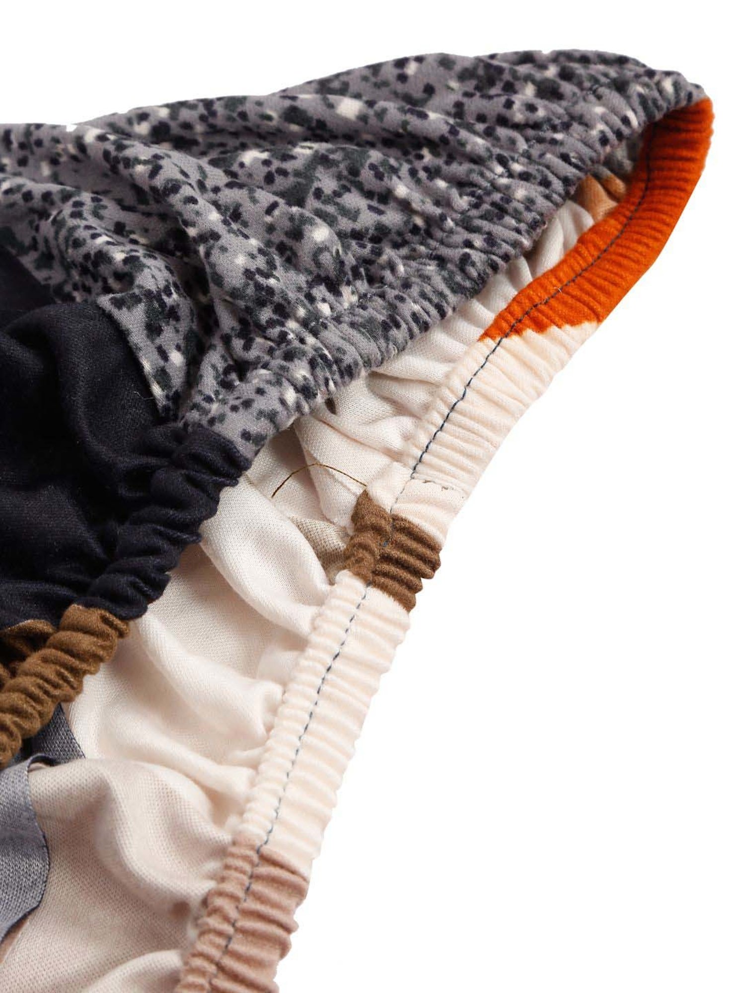 HOSTA HOMES Grey & Orange Polyester Stretchable Printed Chair Cover - Set of 4