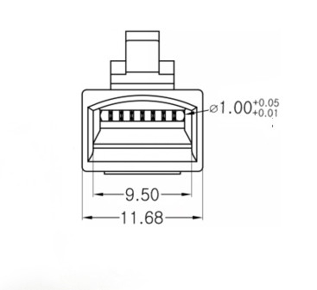 Stranded Network Cable Crystal Head  
RJ45 8P8C Modular Plug Cat5 Crimp Connectors for UTP,Cat5e with curved without broken leg