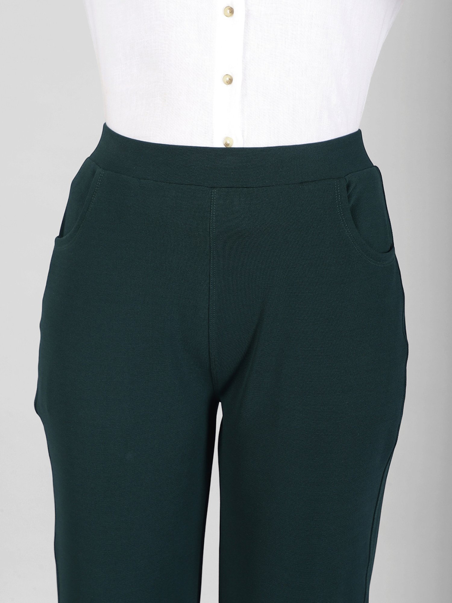 FITHUB Teal Regular Fit High Rise Bootcut Trousers