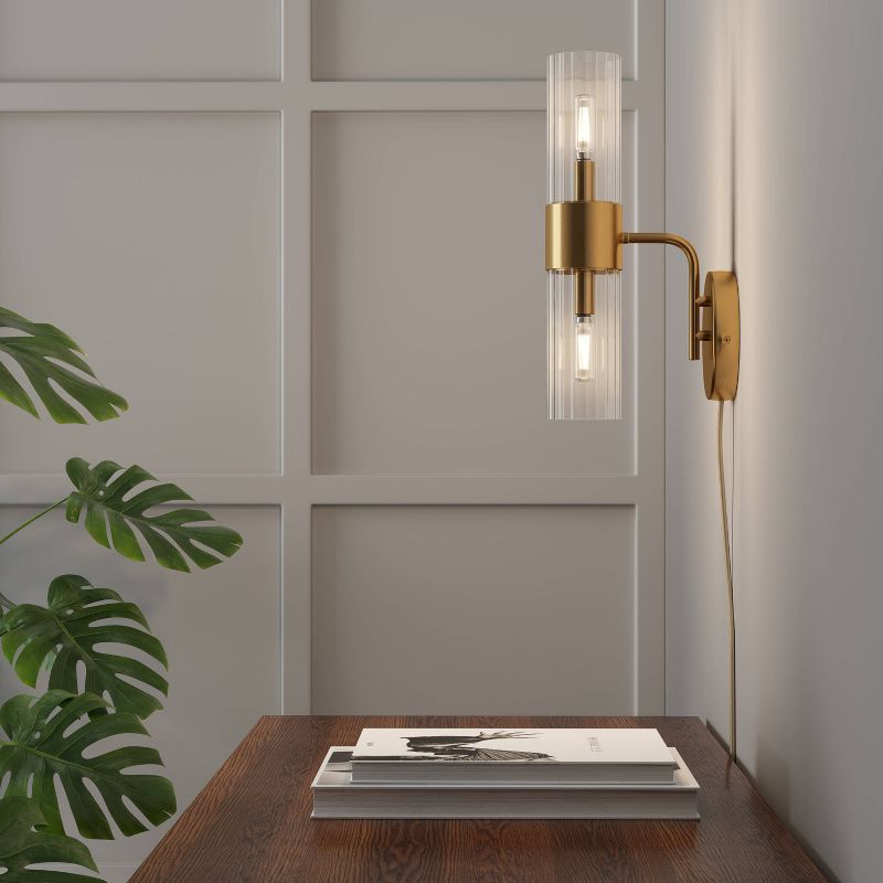 Ribbed Glass Sconce Lamp Brass  - Project 62™
