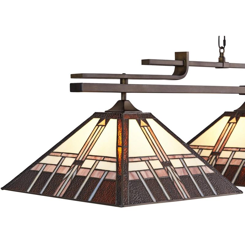 Robert Louis Tiffany Pirro 56" Wide Bronze Alfred Geometric Kitchen Island Light