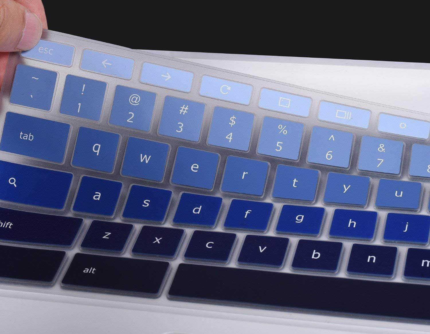 for ASUS Chromebook C302CA Keyboard Cover, Keyboard Protector Skin for ASUS Chromebook Flip C302CA 12.5" Chromebook, Ultra Thin Anti Dust Premium Silicone Material, Gradual Blue