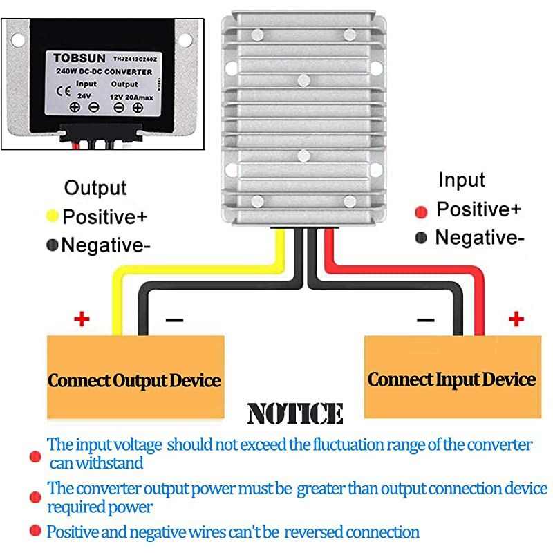 Voltage Reducer 24V Step Down to 12V 20A 240W Voltage Regulator Power Converter Waterproof Module Transformer for Golf Cart Club Car