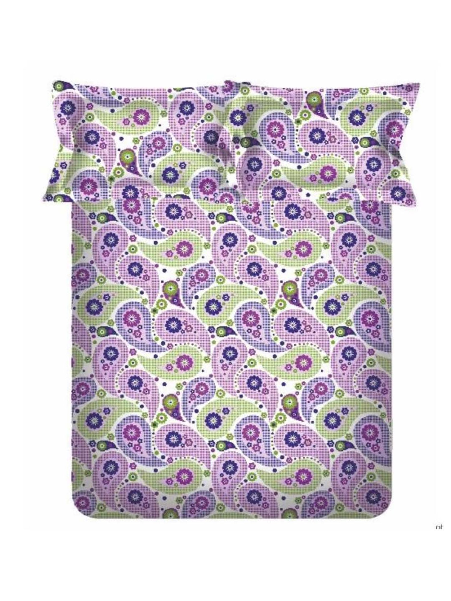 SWHF Purple & Green Cotton 110 TC Double Bedsheet Sets