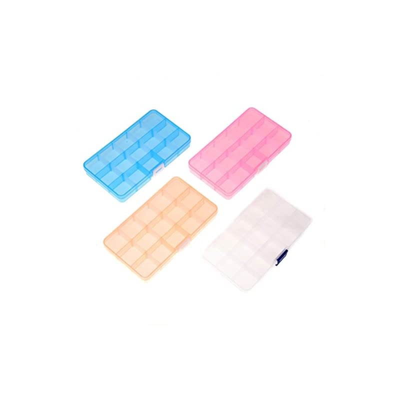 Plastic Grid Box Storage Organizer Case for Display Collection with Adjustable Dividers - 4 PCS x 15 Grid - Free Letter Stickers