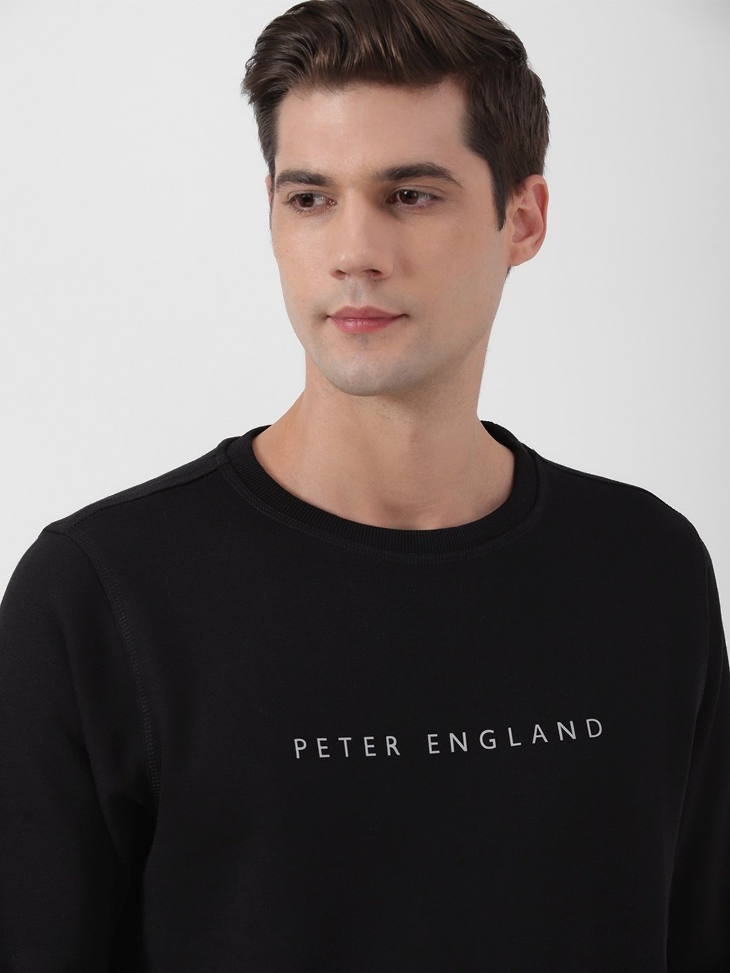 Peter England Black Regular Fit Printed Sweatshirt
