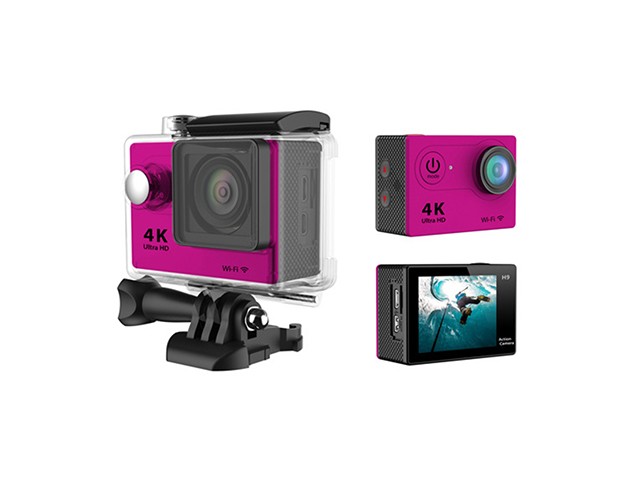 New Action Sports Mini Camera Ultra HD 4K WiFi Camcorder 1080P/60fps 2inch LCD 170 Degrees Helmet Cam 50M Waterproof Biker Video Camera Rose Red Color