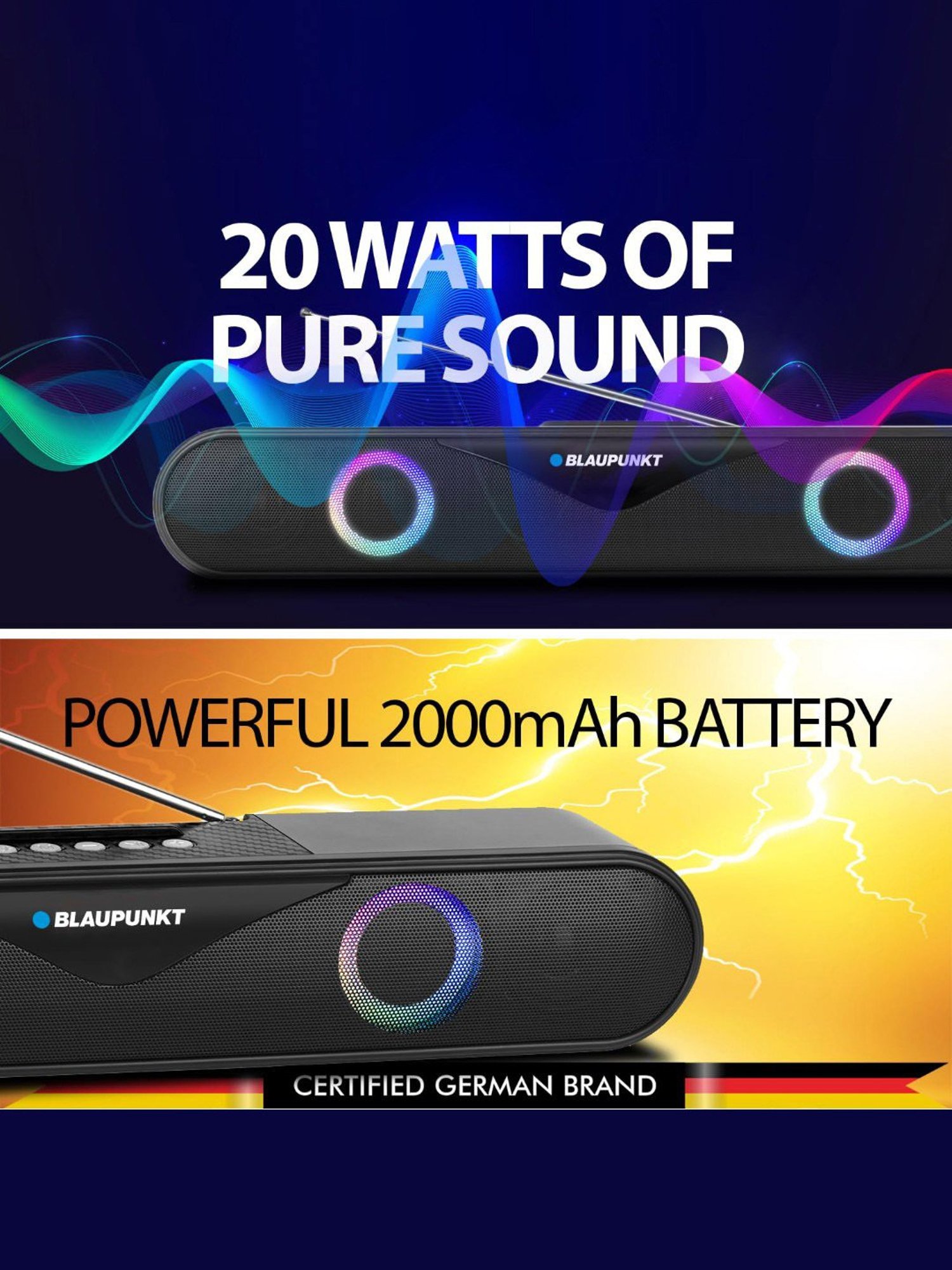 Portronics Decibel 24 | 10W Bluetooth Soundbar Speaker With In Built Mic (Black)