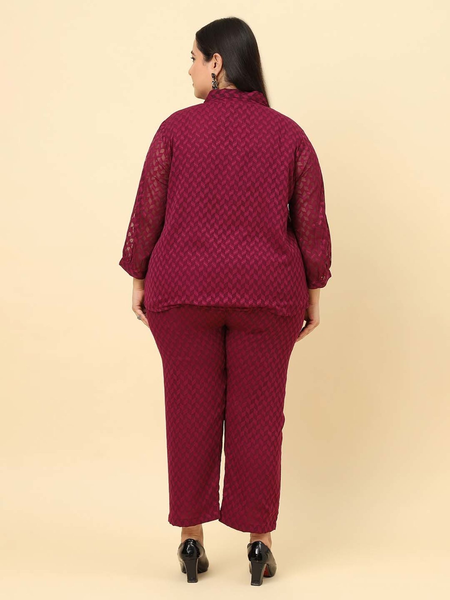 Sringam Purple Printed Shirt Pant Set