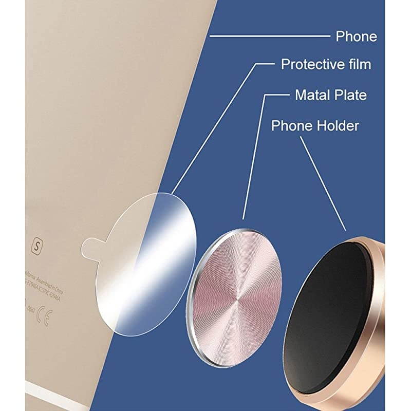 Adhesive Metal Plate Mounting Kits Stickers Discs Magnetic Patch Compatible with Air Vent Magnetic Car/Vehicle Mount Holder Especially for iPhone 6S 7 7plus (2pack-Rose Gold)