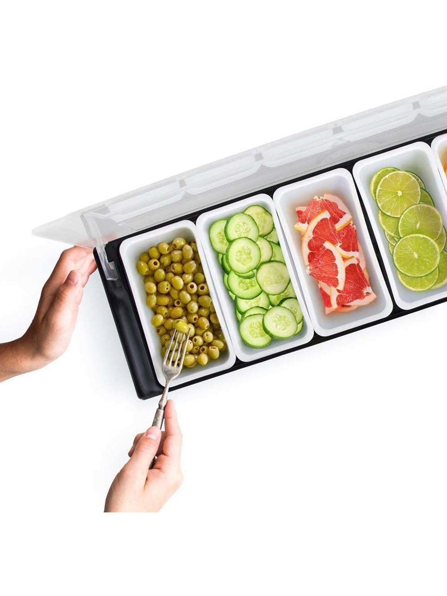 FnS Black Stainless Steel Condiment Tray