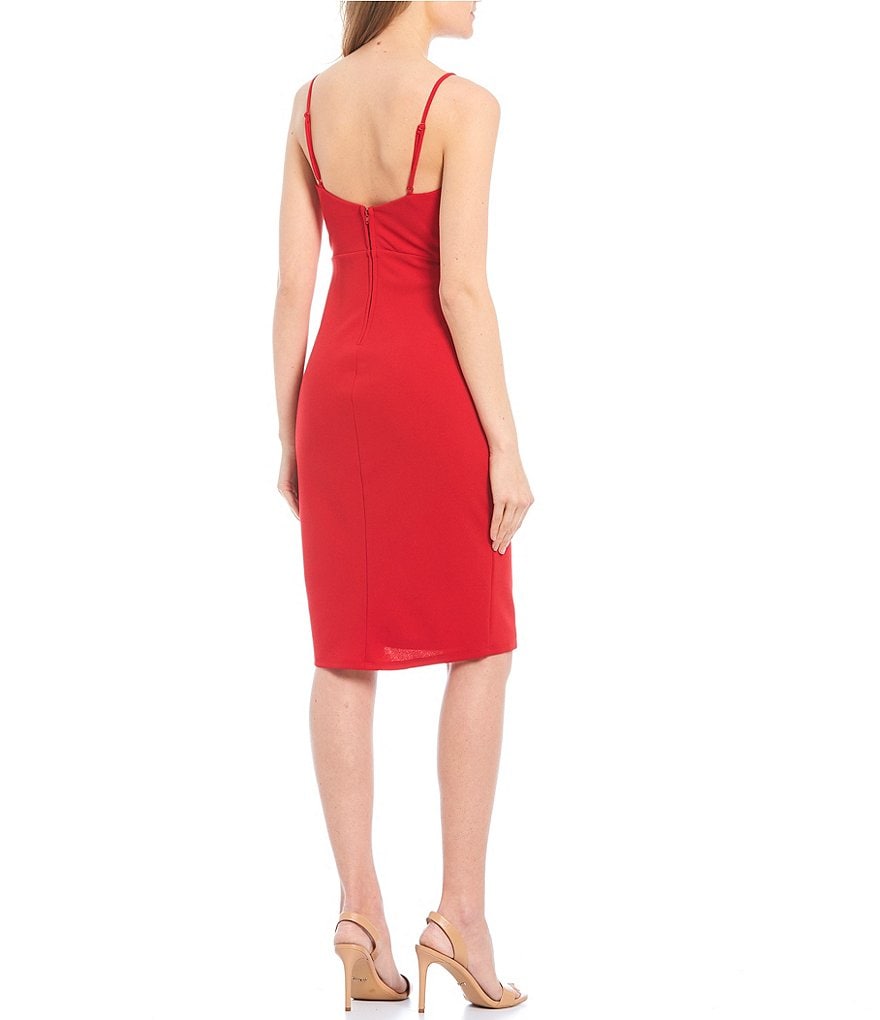 Blondie Nites High-Neck Shimmering Metallic Sheath Dress