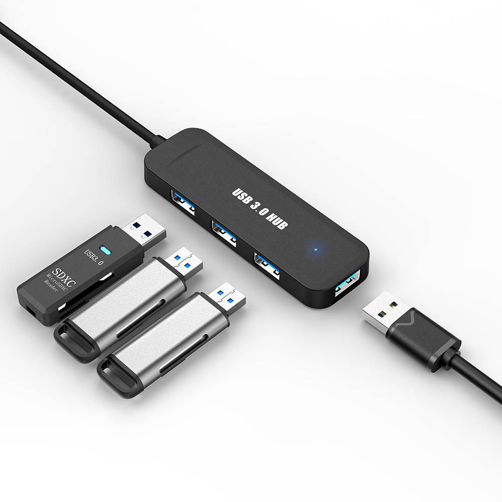 Hannord 4-Port USB 3.0 Hub, Ultra Slim Portable USB Data Hub Splitter for USB Expansion