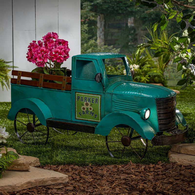 GIL 41"L Solar Lighted Metal Garden Truck