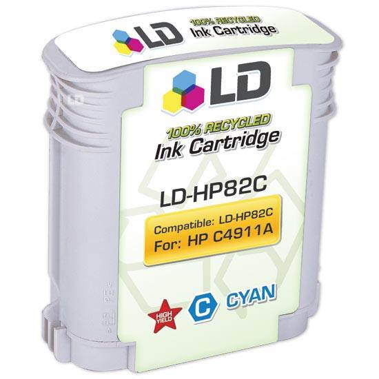 LD &copy; Remanufactured Replacement for Hewlett Packard C4911A (HP 82) Cyan Inkjet Cartridge for use in HP cc800ps, 500, 500PS, 510, 800, 800PS, 815MFP, and 820MFP Printers