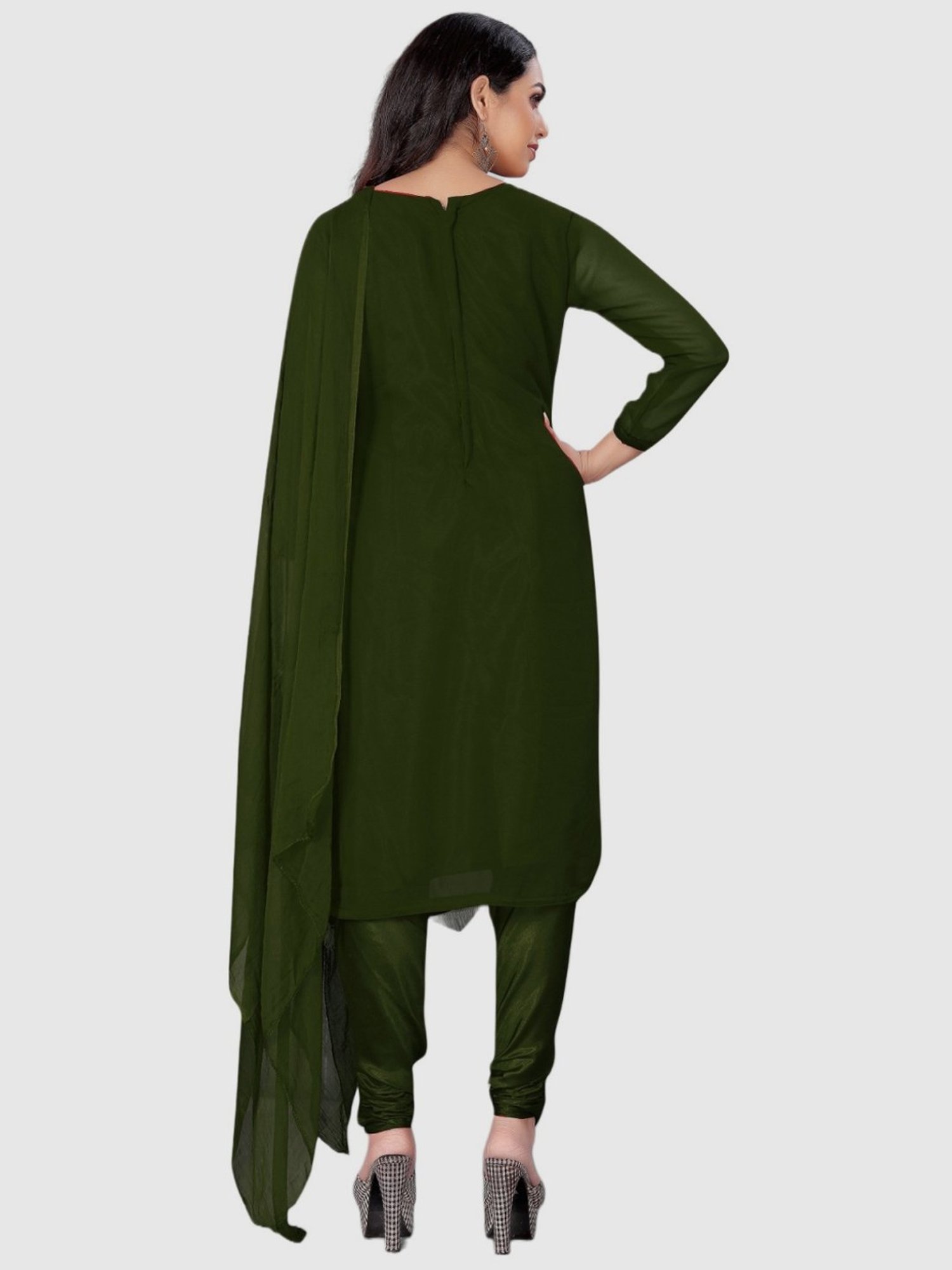 APNISHA Green Embroidered Unstitched Dress Material