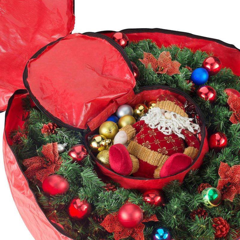 36" Holiday Christmas Wreath Storage Bag Red - Elf Stor