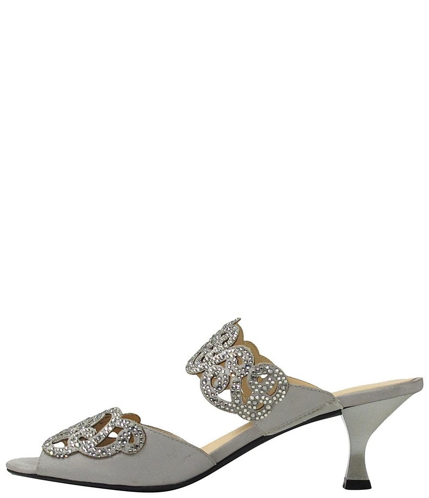 J. Renee Francie Satin Rhinestone Embellished Slides