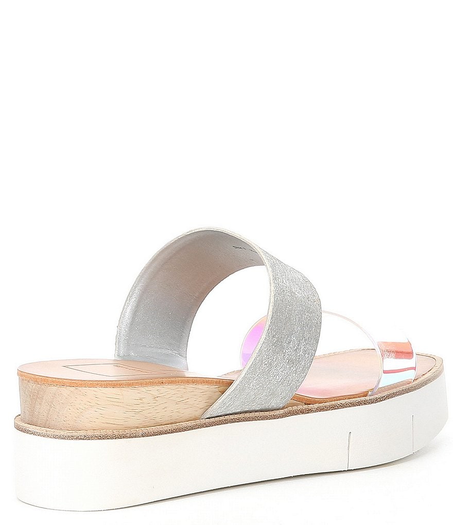 Dolce Vita Parni Iridescent Vinyl Calf Hair Platform Wedge Slides