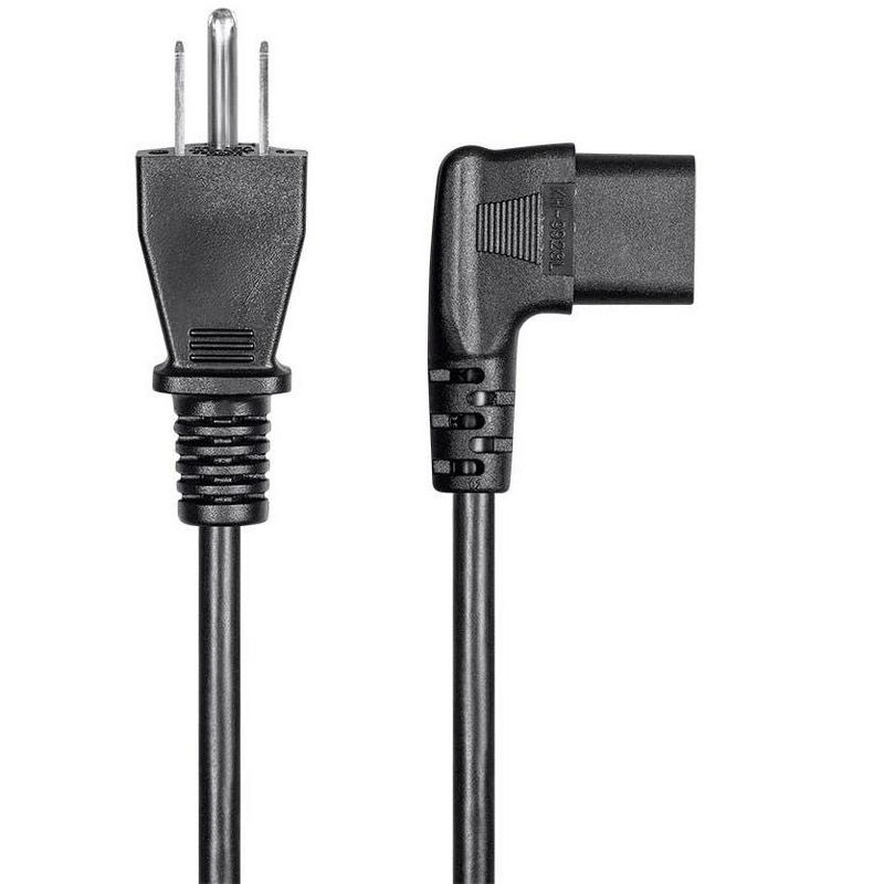Monoprice Left Angle Power Cord - 6 Feet - Black | NEMA 5-15P to Left Angle IEC 60320 C13, 18AWG, 10A/1250W, SVT, 125V