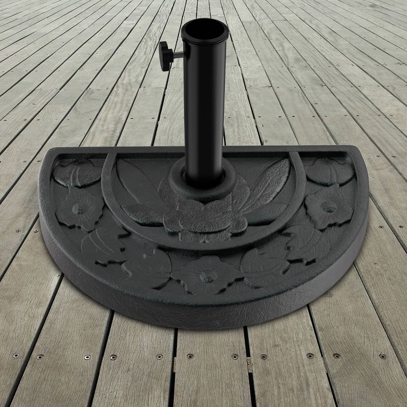 20 lb Half Round Umbrella Base - Black - Pure Garden