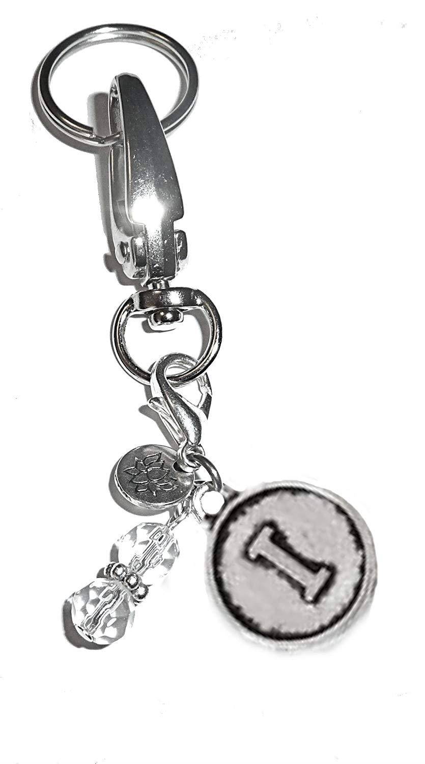 Initial Alphabet Charm Key Chain Ring, Women's Purse or Necklace Charm, Comes in a Gift Box! (I)
