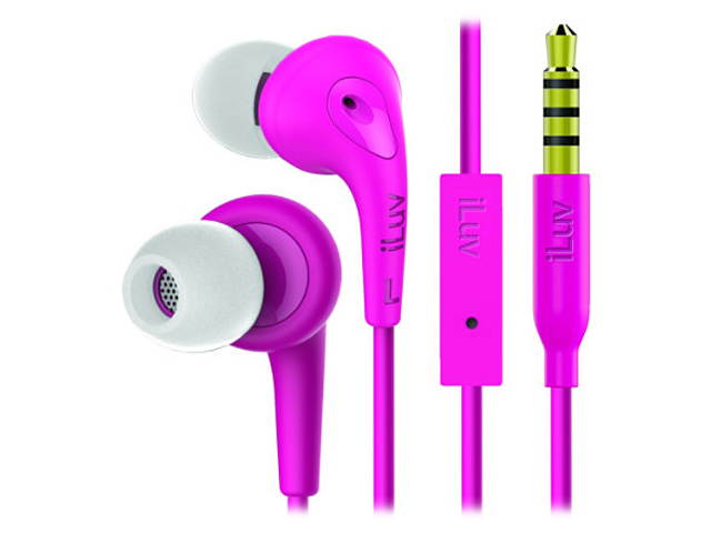 iLuv Pink BBGUM3INPN Bubble Gum 3 In Earbuds With Microphone