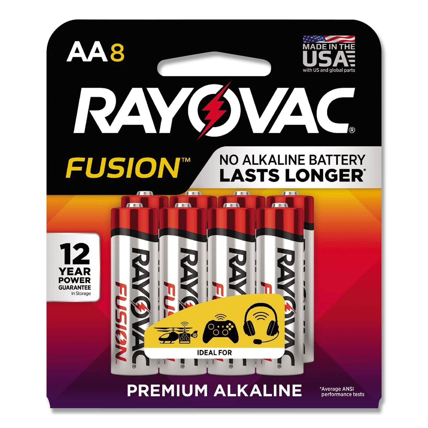 RAYOVAC 815-8TFUSK FUSION Advanced Alkaline AA Batteries, 8 pk