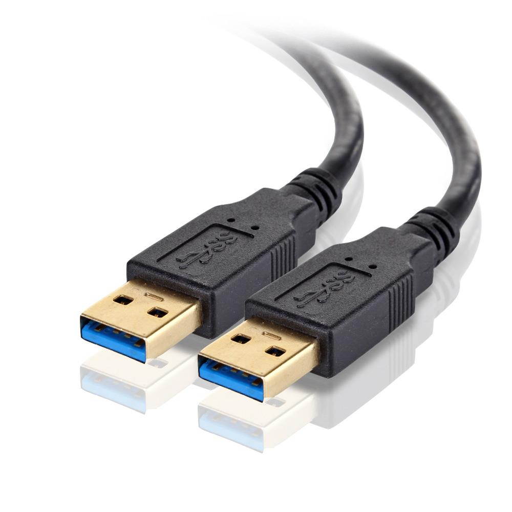 USB 3.0 Cable A-Male to A-Male (15 FT) Type A to A Male Premium Gold Plated SuperSpeed USB Adapter Connector Coupler Bi-Directional Extension Cord Wire Plug - Black