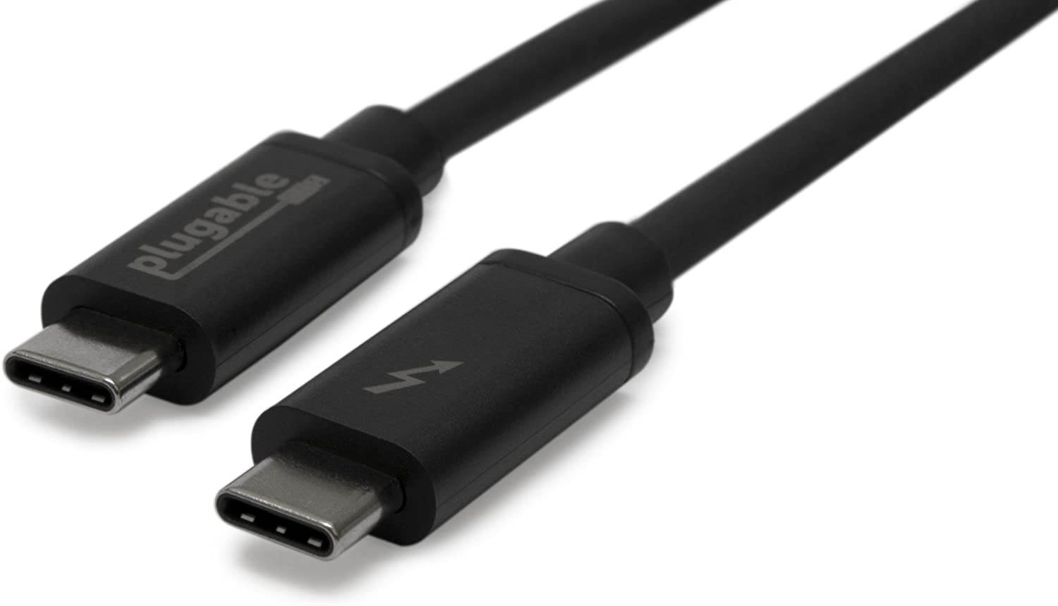 Plugable Thunderbolt 3 Cable 20Gbps Supports 100W (20V 5A) Charging 6.6ft / 2m USB C Compatible [Thunderbolt 3 Certified]