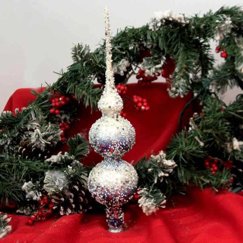 Golden Bell Collection 13.0" Blue/White Tree Topper Stars Glitter  -  Tree Toppers