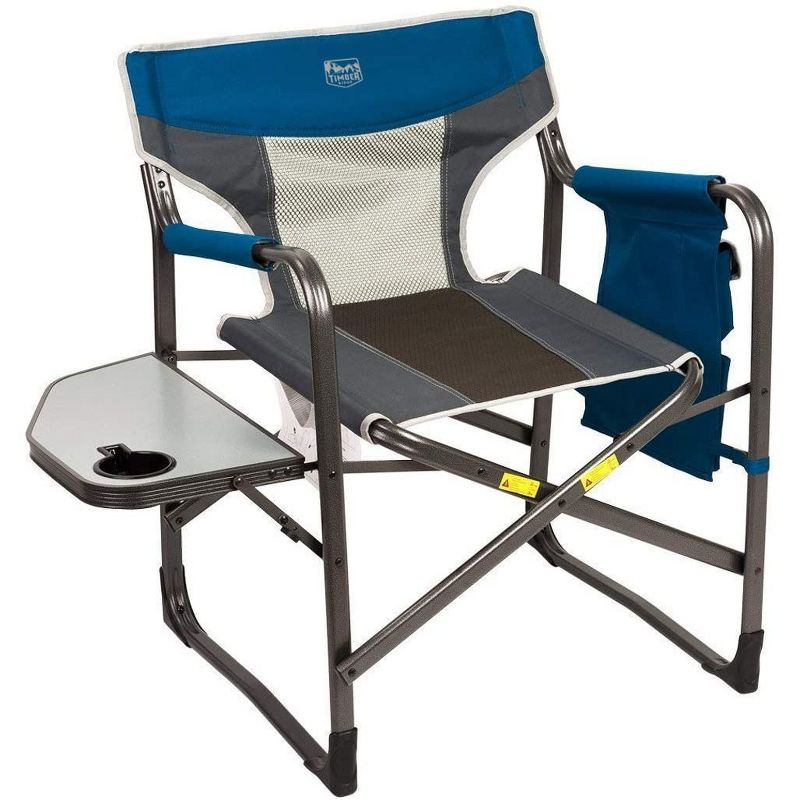 Timber Ridge Portable Lightweight Aluminum Frame Folding Camping Directors Chairs with Side Tables & Cupholders (2 Pack)