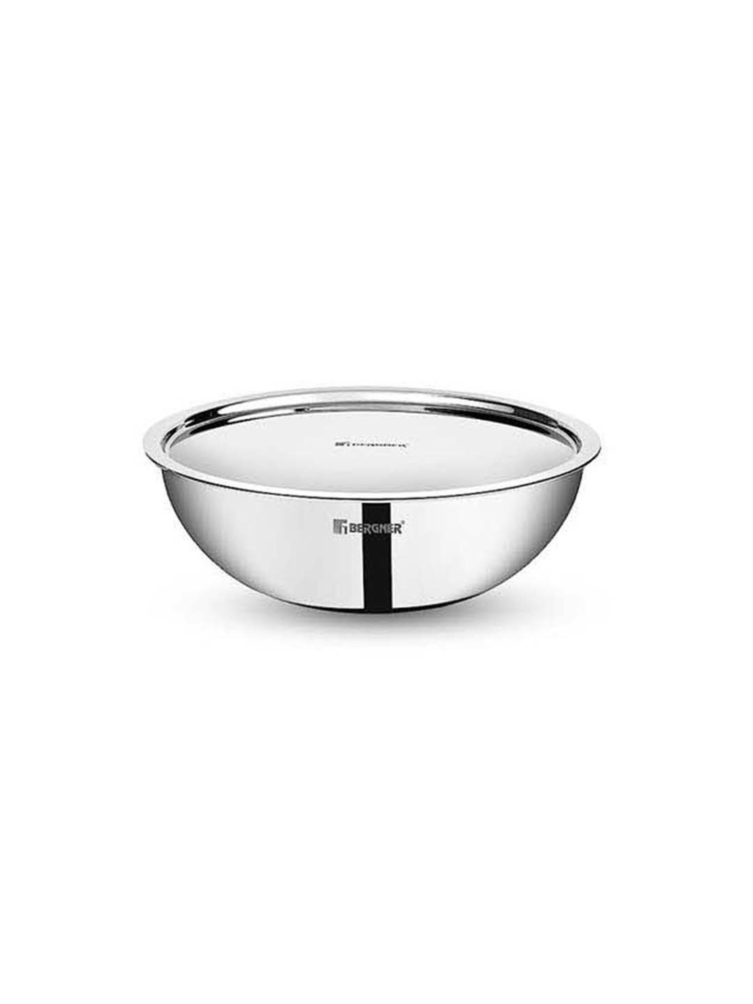 Bergner Tripro Silver Stainless Steel 26 cm Induction Friendly Triply Serve Wok With Lid (3.8 L)