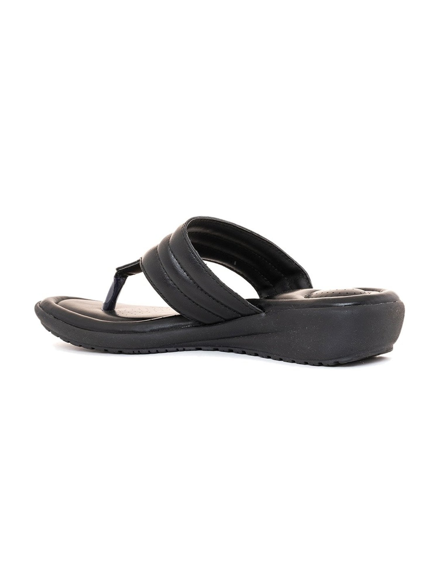 Softouch by Khadims Women's Black Thong Wedges