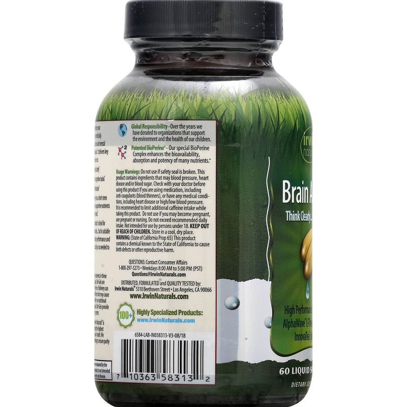 irwin naturals Brain Awake Dietary Supplement Liquid Softgels - 60ct