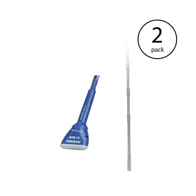 WaterTech Aqua Broom Battery Vacuum & Manual Cleaner Pole Attachment (2 Pack)
