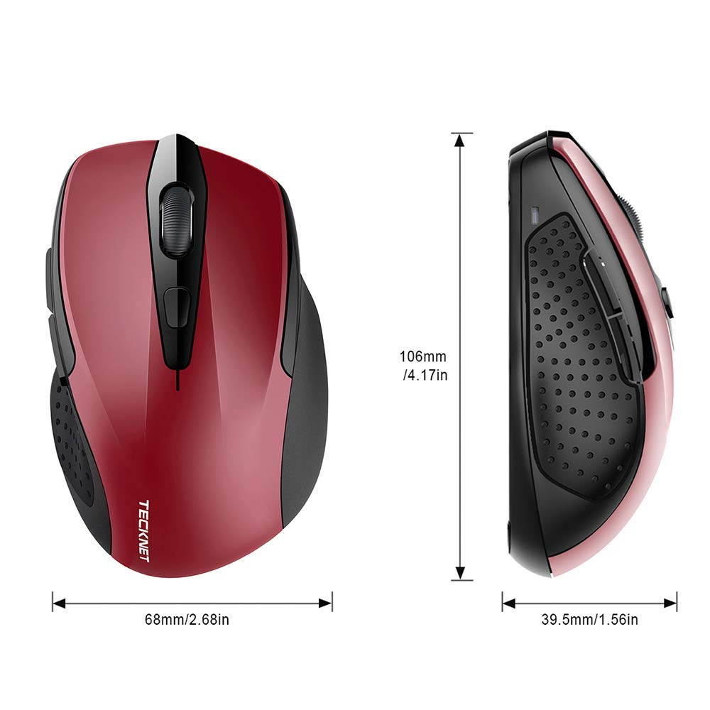 TeckNet 2600DPI Bluetooth Wireless Mouse, 24 Months Battery Life with Battery Indicator, 2600/2000/1600/1200/800DPI (Black)